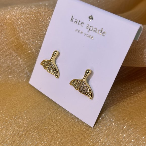 Kate Spade Gold Pavé Whale Tail Earrings - Picture 2 of 5